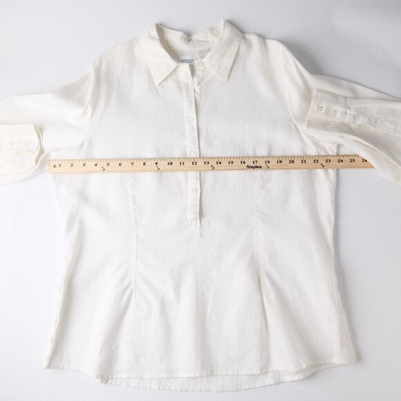 La Redoute Essentials Womens 16 100% Linen Popover Shirt Resort Costal Lagenlook - Picture 3 of 13